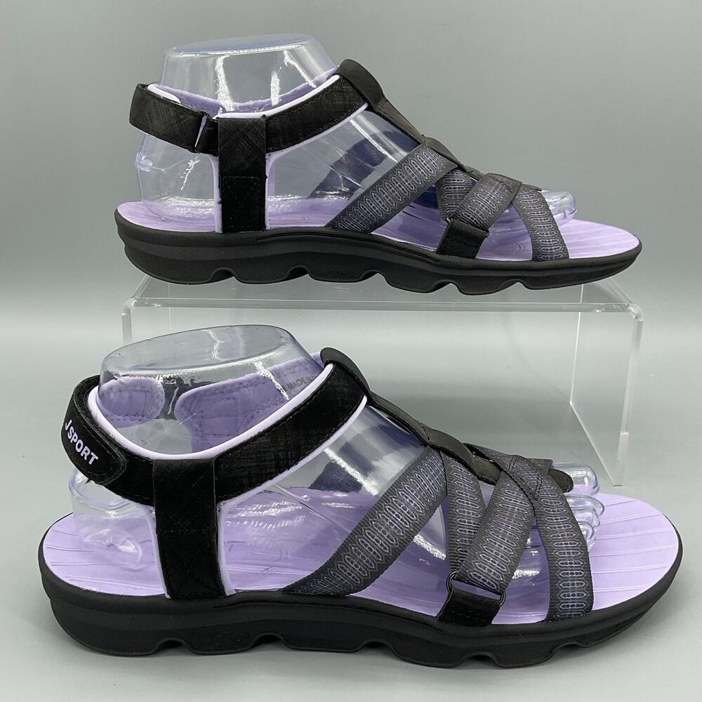 NEW Jsport Women’s Kaia Walking Sandals Black/Purple Size 8M